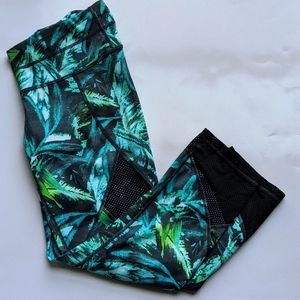 Small Athleta Green Leafy Print Leggings, mesh